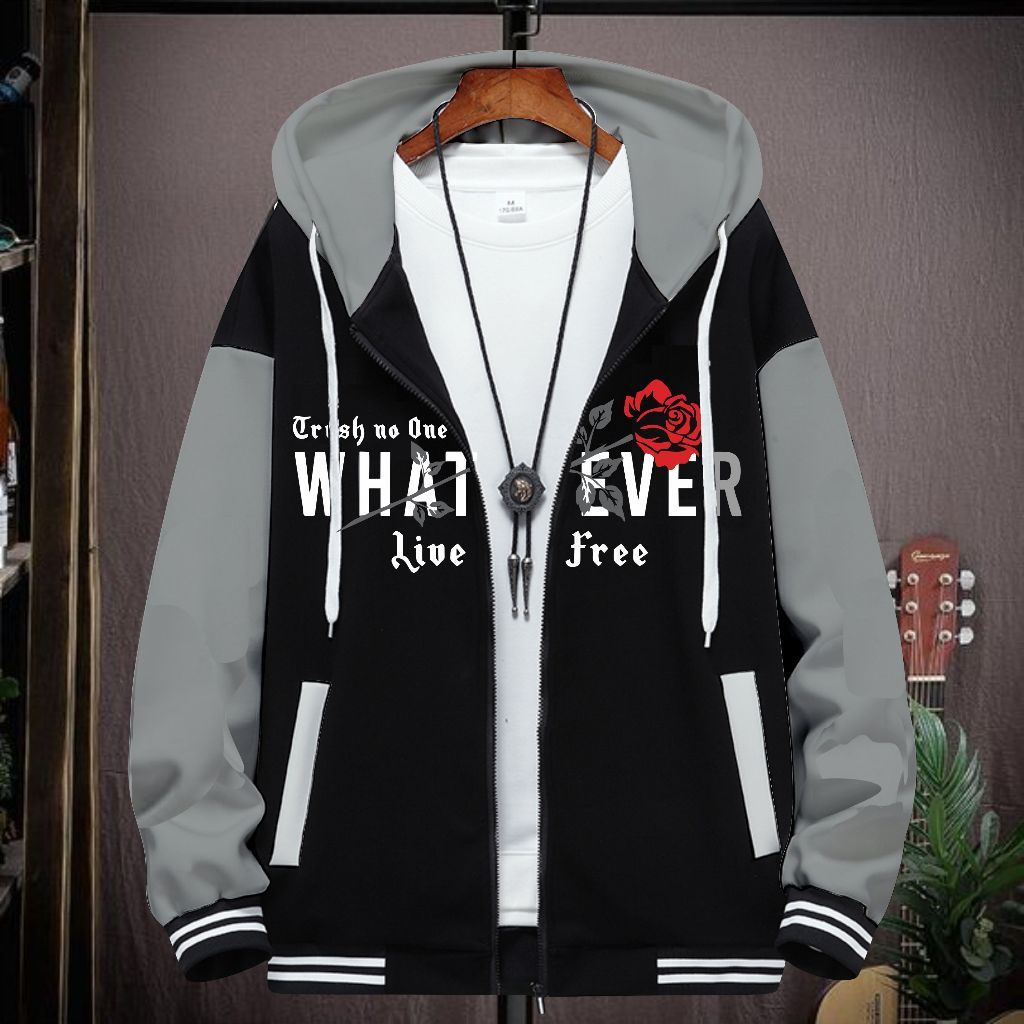 Varsity Baseball Jacket Over size (S - 6XL) Whatever Varsity Jacket เสื้อแจ็คเก็ตเบสบอลซิป Bomber FL