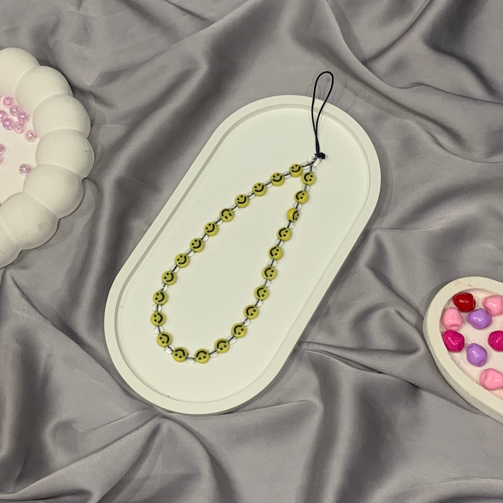 GANTUNGAN URIBEADS BLACK MIX FANCY STRAP PHONE KEYCHAIN PREMIUM BEADS KOREAN AESTHETIC KEYCHAIN