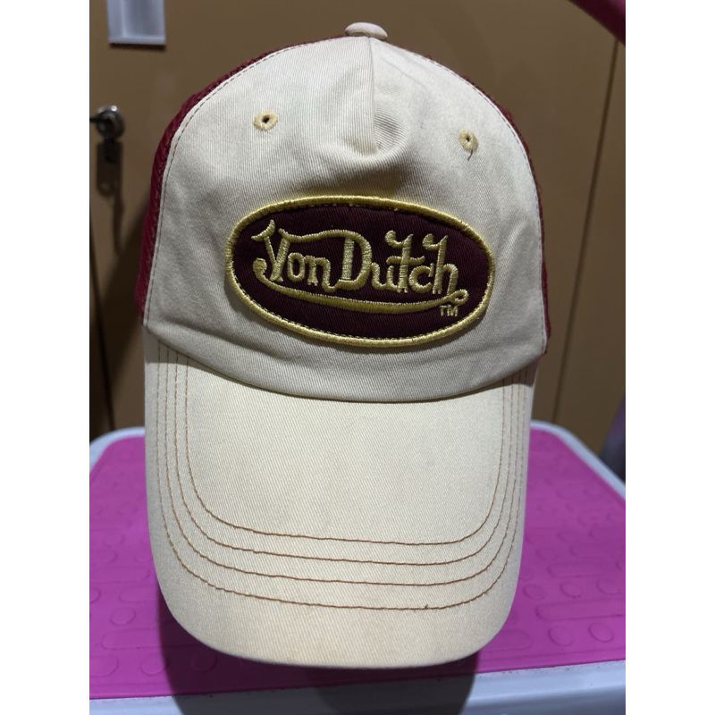 Von Dutch dual tone color Net Cap รุ่น หมวกมือสอง (ครีมและสี Maroon)