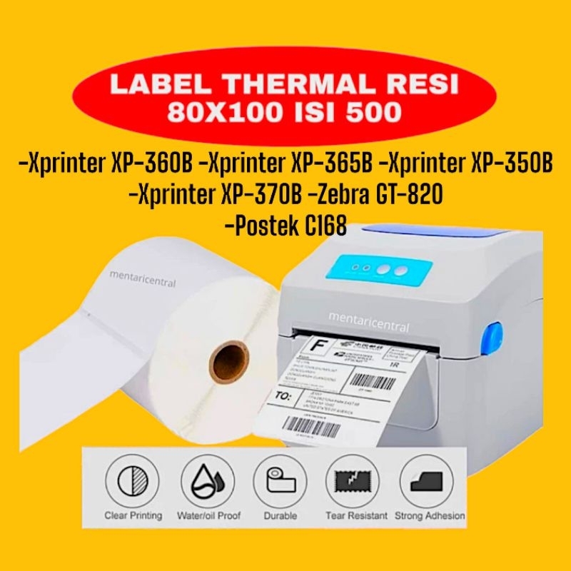 BARCODE LABEL PAPER 80x100 มม. (500 ชิ้น) - สติ๊กเกอร์ฉลาก THERMALT 80 มม. - 500 ชิ้น - Xprinter XP-