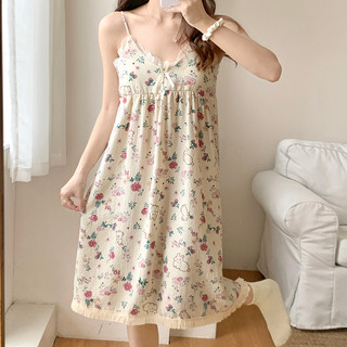 Dress Tidur Wanita Daster DS-6753 Dress Rumah Dress Tidur Sling Piyama Sleepwear Flower Bunga Cute Manis Putri Mimon Home