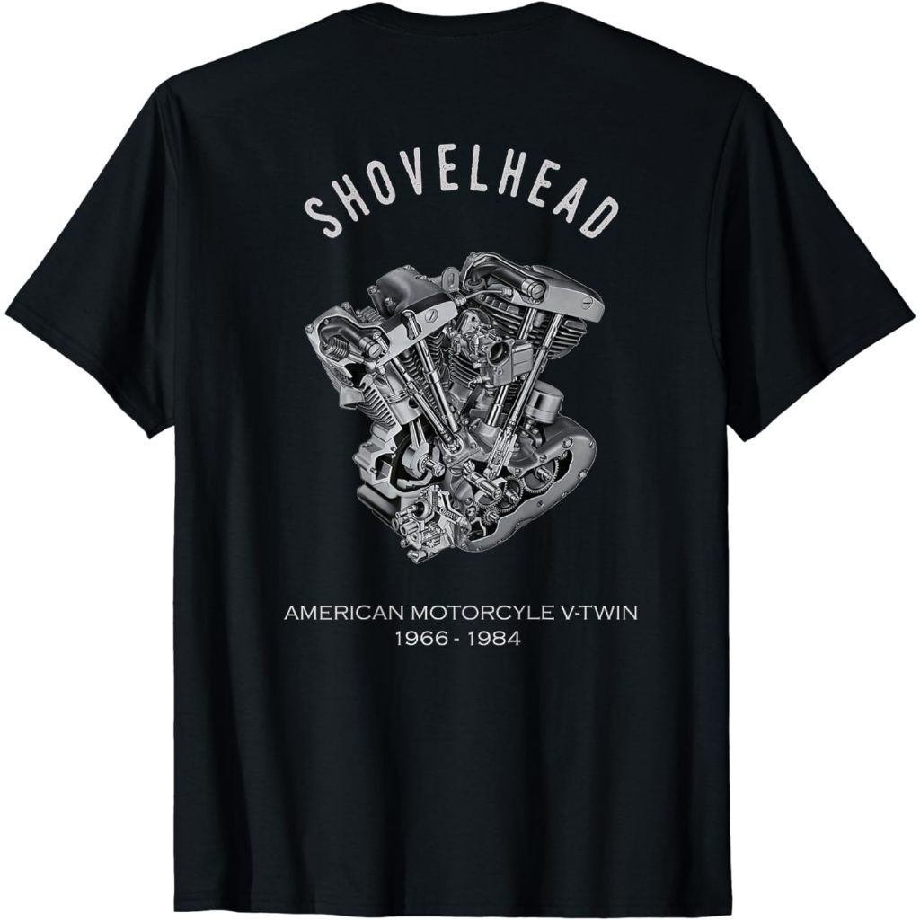 Vintage HD Motorcycle VTwin ShovelHead Engine Drawing Biker T-Shirt