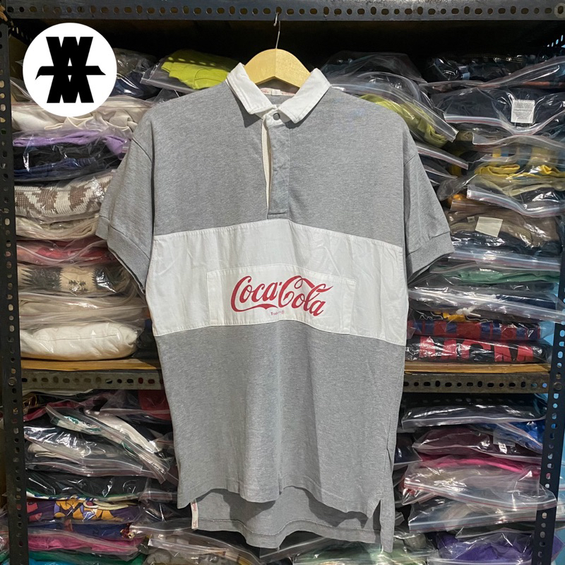 เสื้อรักบี้ Coca Cola วินเทจ 1990 สีเทา