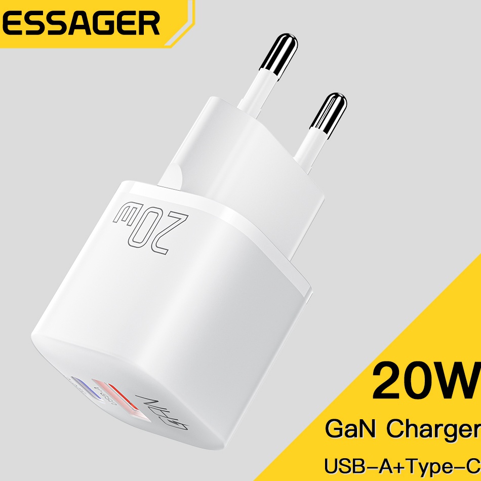 VIRAL Essager Fast Charger 2W GaNชาร์จโทรศัพท์มือถือQC 3 USB Type C PDสําหรับ1Phone 14 13 12 11 Pro 