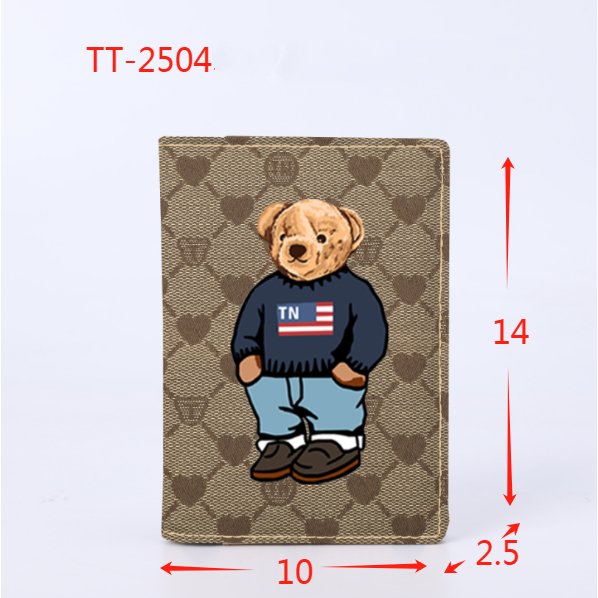 NEWEST WOMENS PASSPORT WALLET TTWN BEAR ORIGINAL TT2504 PASSPORT WALLET - TTWN BEAR FOLDING WALLET
