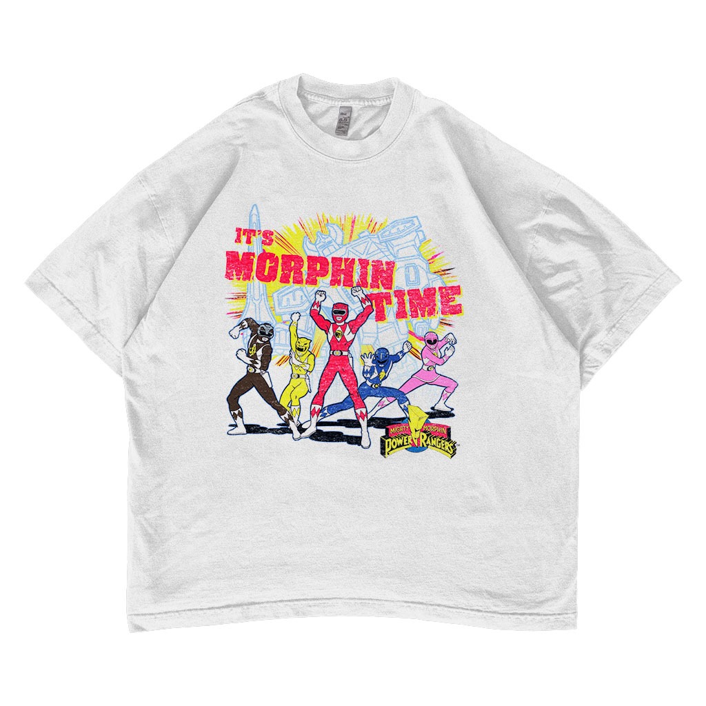 เสื้อยืด ขนาดใหญ่ พิมพ์ลาย Power Rangers Mighty Morphin สไตล์วินเทจ