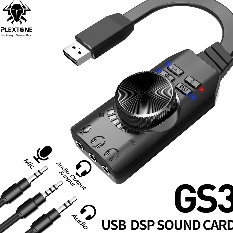Plextone GS3 Mark II อะแดปเตอร์การ์ดเสียง USB DSP เสมือนจริง 71 เครื่องขยายเสียง (Unit)
