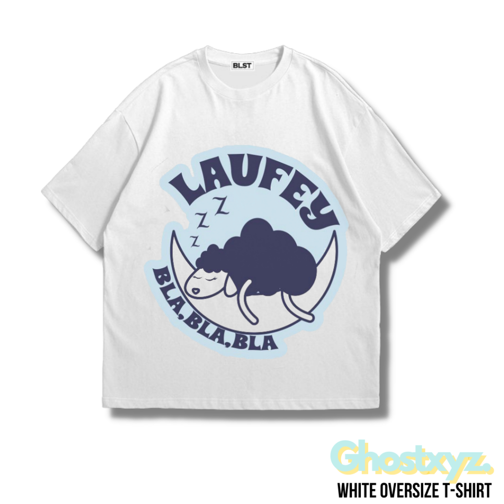 Ghostxyz เสื้อยืด Laufey Bla Bla White Oversize Vintage Tee Shirt