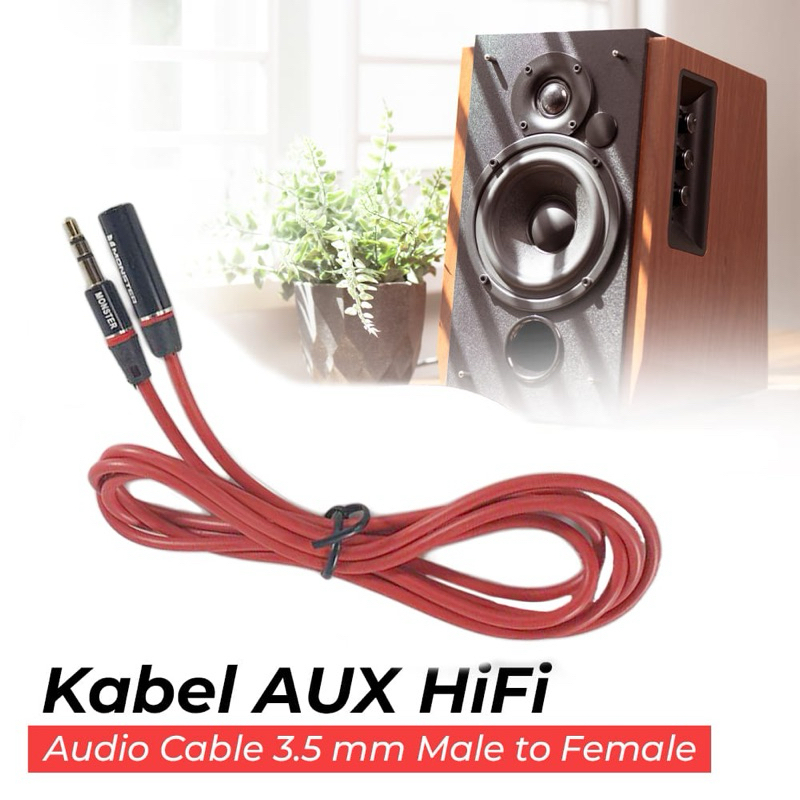 Monster AUX Cable สายสัญญาณเสียงไฮไฟ 3.5 มม . ชายหญิง - AV118