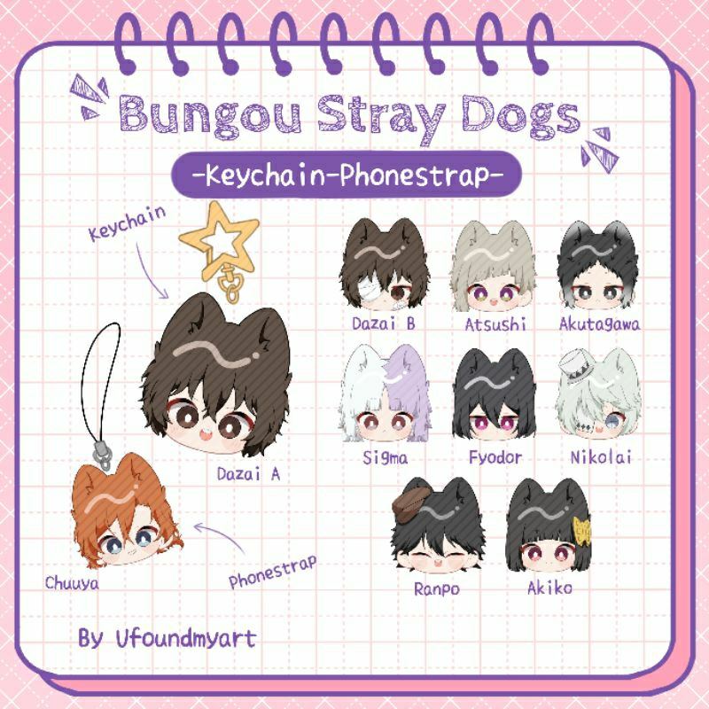 [Ufoundmyart] พวงกุญแจ Phonestrap Bungou Stray Dogs