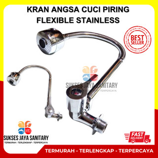 Kran Cuci Piring Angsa Fleksibel Kepala On Off Cuci Piring Keran Sink Stainless Stanlis Dapur