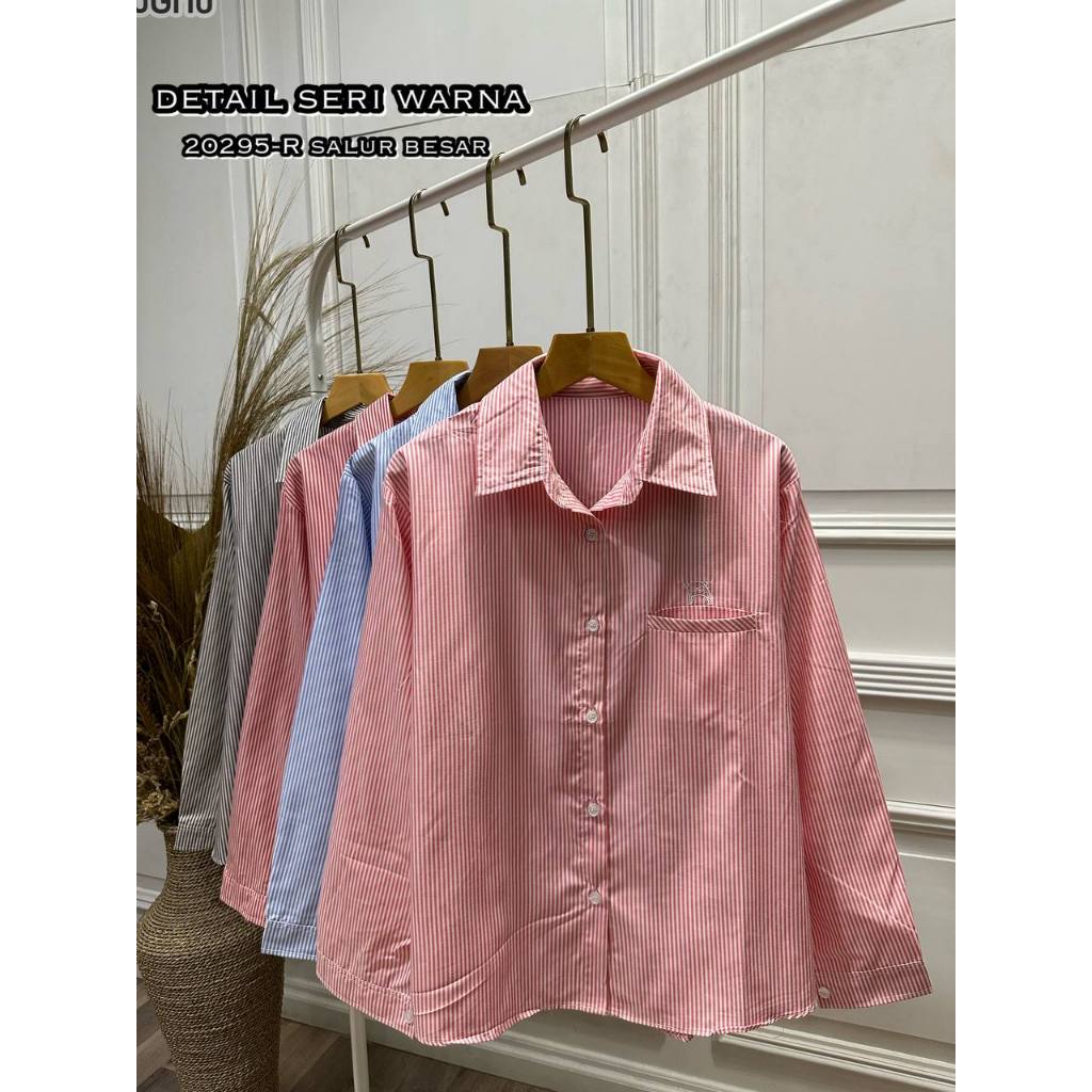 KEMEJA เสื้อท็อปสตรีทํางาน 20295-R ขนาดใหญ่ CHANNEL FASHIO SHIRT COLLAR BOBOK POCKETS | LD 112CM FII