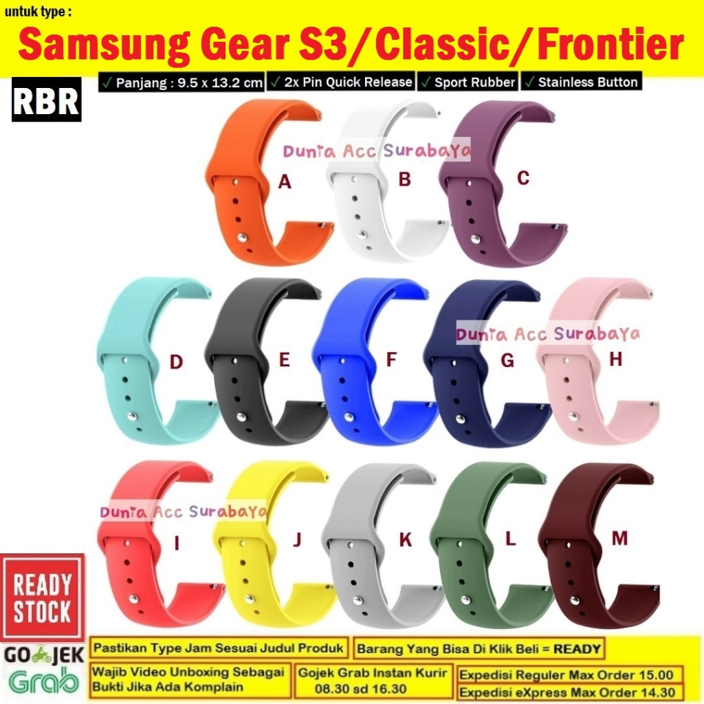สายนาฬิกาข้อมือยาง 22 มม. สําหรับ Samsung Galaxy Gear S3 S3 Frontier S3 RBR