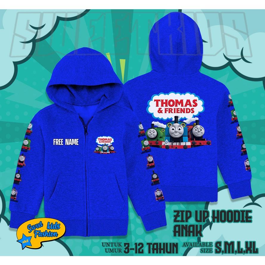 Thomas and Friends Kids Zipper Hoodie Jacket / Thomas and Friends Train Jacket ชื่อฟรี