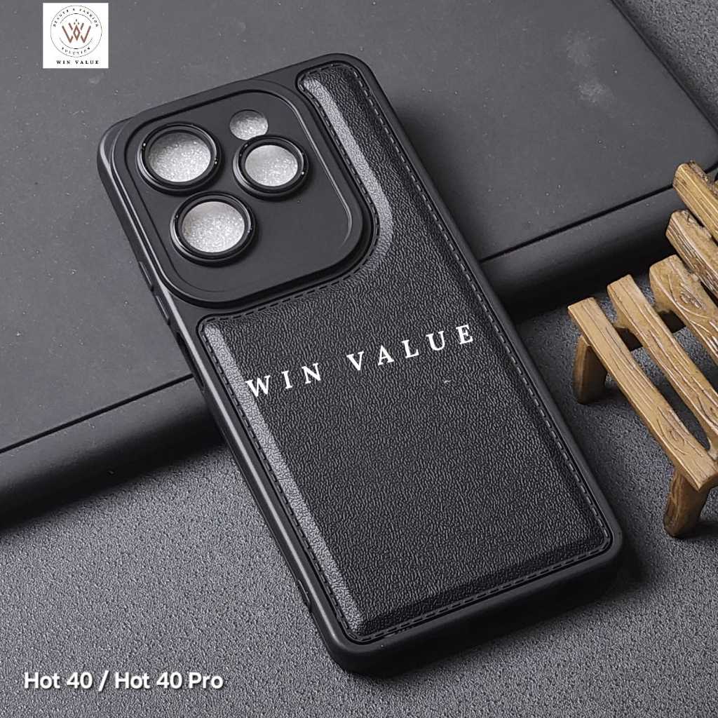 Infinix Hot 40i Infinix Hot 40 Infinix Hot 40 Pro Case Leather Pro กล้อง Black Case Infinix Hot 40i 