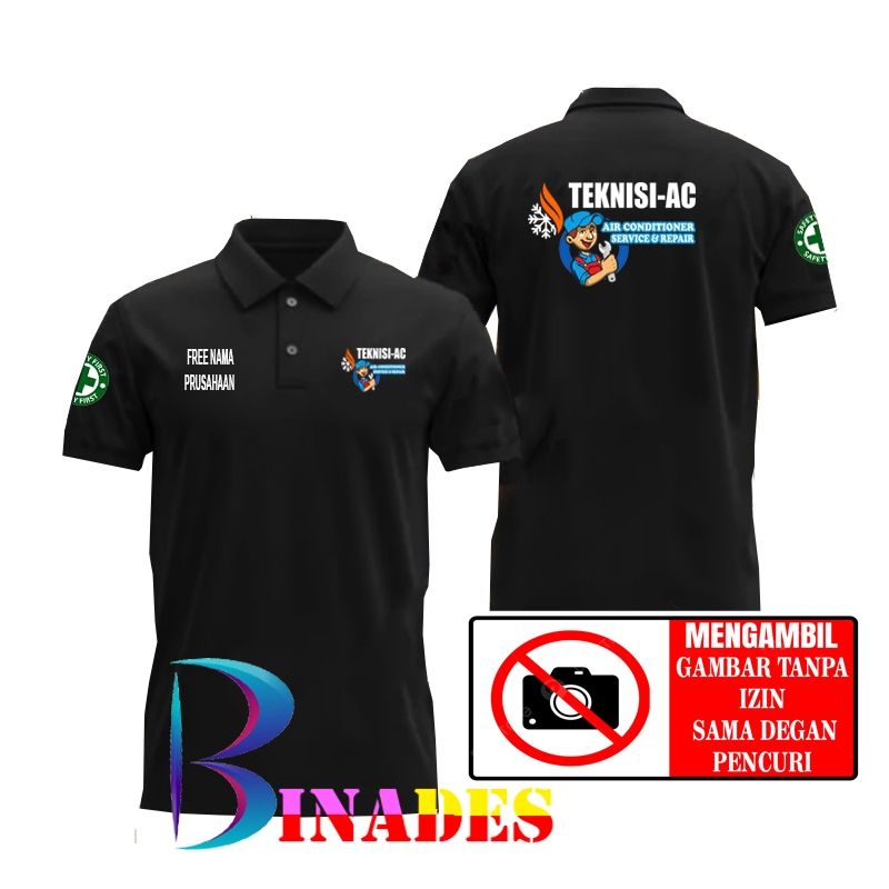 ขายเสื้อยืดคอปกโปโล TECHNICIAN AC - AIR CONDITIONER SERVICE AND REPAIR ฟรี NAME OF PRINSE - 02 BINAD