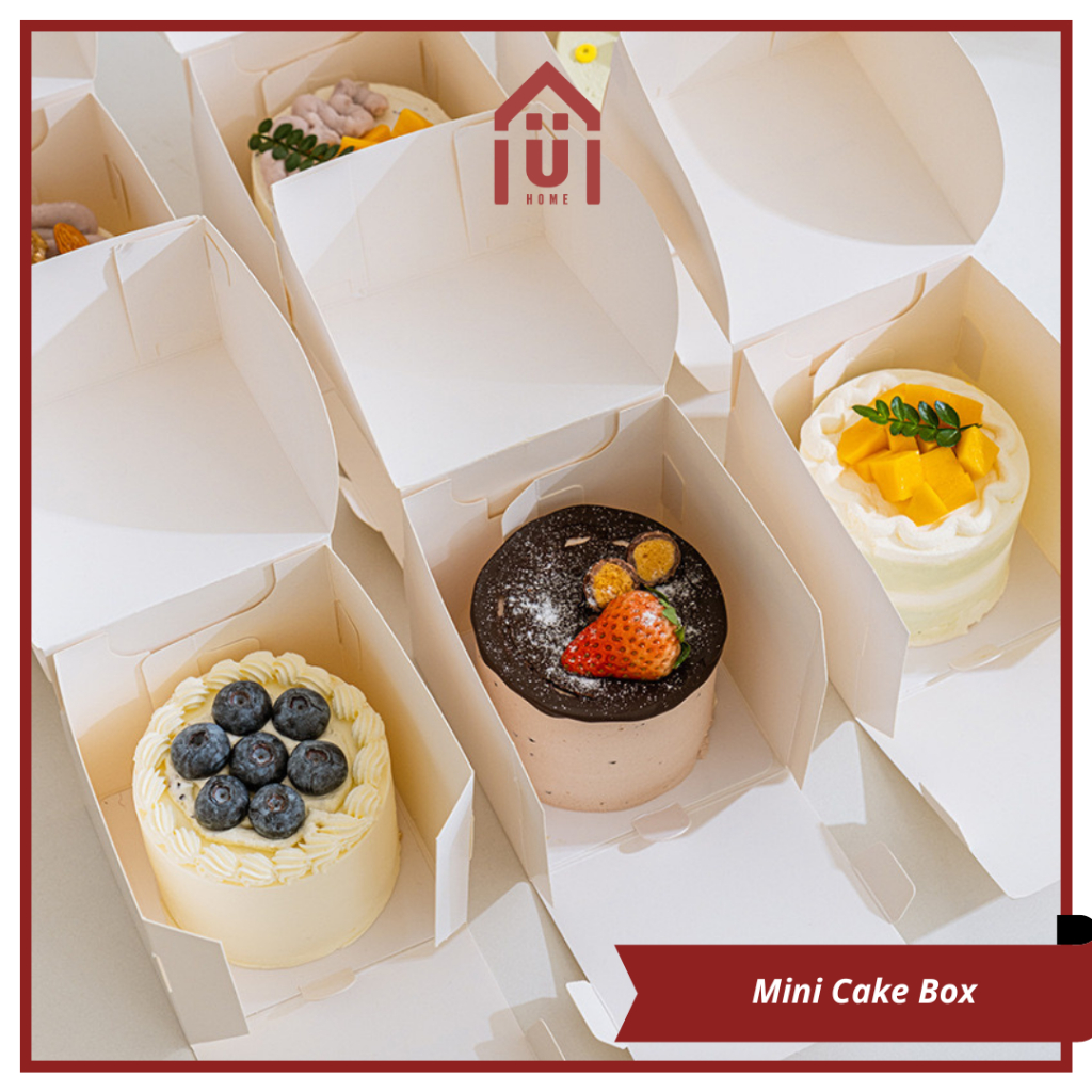 UNISO - MINI CAKE CHIFON BOX PLAIN WHITE SNACK BOX MINI PACKAGING SLICE CAKE BOX