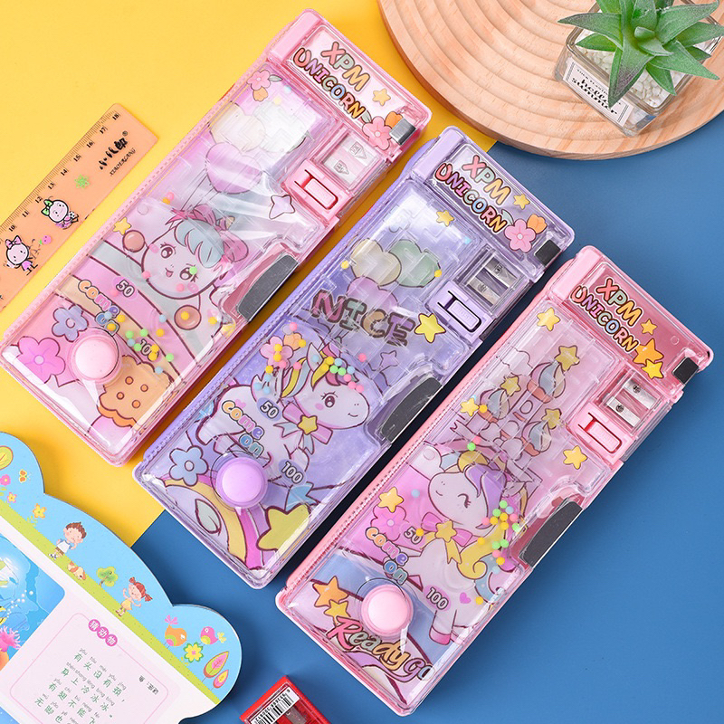 New Unicorn Pencil Case with Game/Water Squeeze Magnetic Pencil Case/Water Ball Luxury Pencil Case