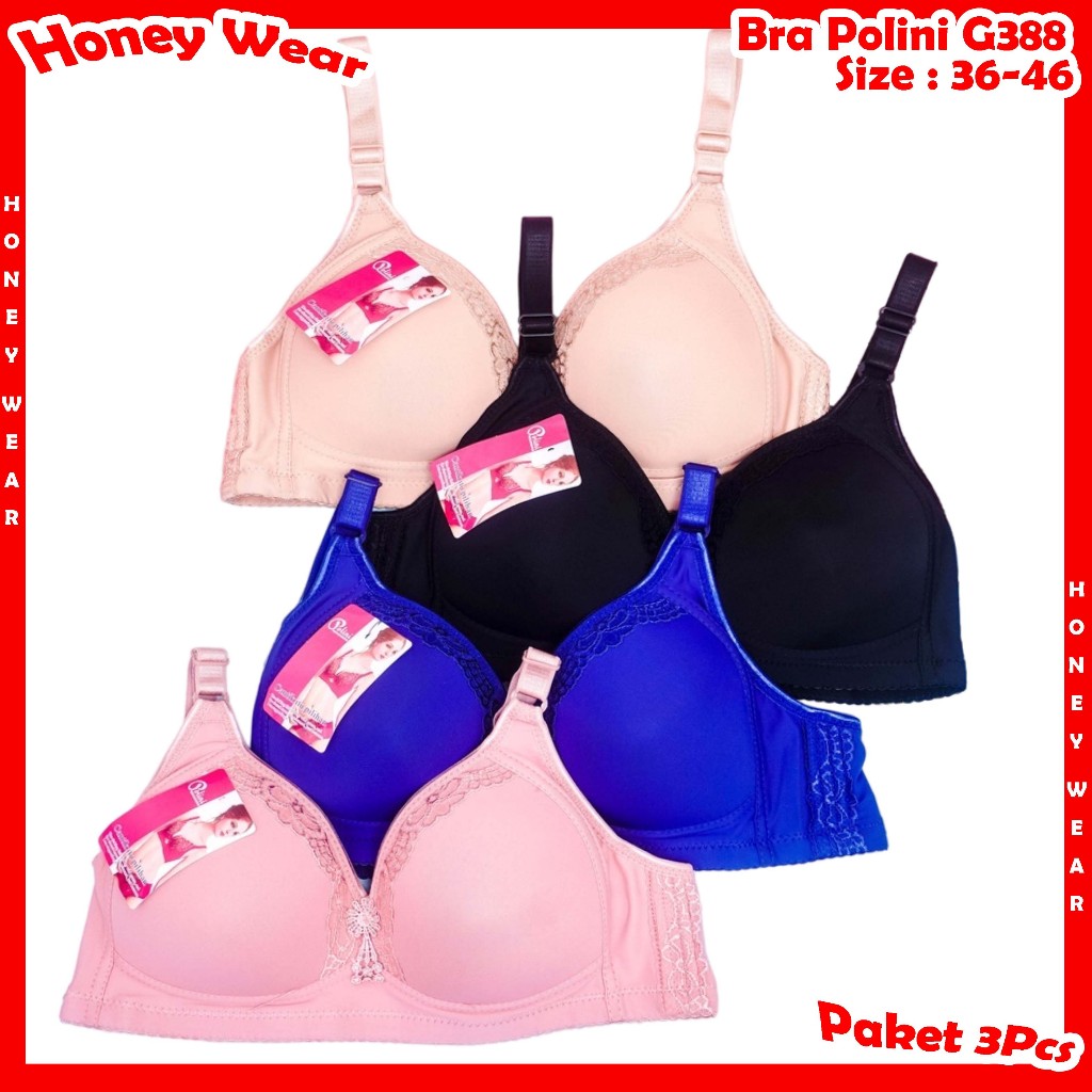 HW - SAVE PACKAGE 3 ชิ้น POLINI G388 Premium Jumbo Wire ฟรี Push Up Womens BRA