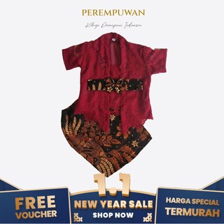 PEREMPUWAN_KIDS Set Kebaya Anak Perempuan Kutu Baru Bayi TK SD umur 1 2 3 6 Tahun Furing rok span pendek Premium