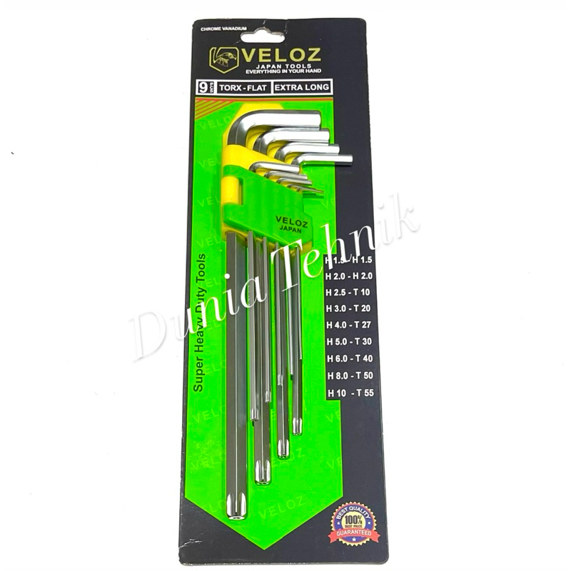 VELOZ L ชุดกุญแจ 9 ชิ้นผสม L Key Star ผสม Hex Key L Key ผสมยาวพิเศษ L Key ผสม Star L ชุดกุญแจ 9 ชิ้น