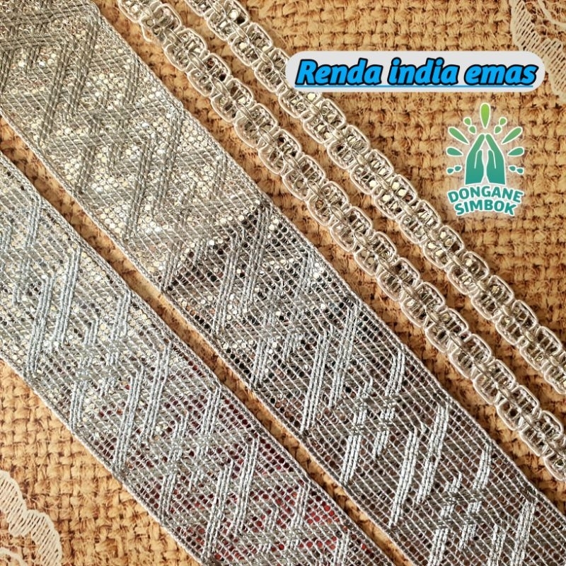 ลูกไม้อินเดียทอง/ลูกไม้อินเดียเงิน โมติฟกลาง 4.5ซม