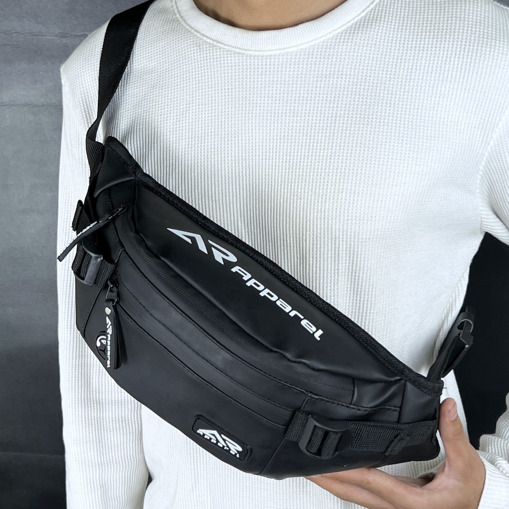 กระเป๋าสะพายไหล่ผู้ชายกระเป๋าคาดเอวกันน้ําขนาดกะทัดรัด AR APPAREL Black Panther Slingbag กระเป๋าคาดเอว