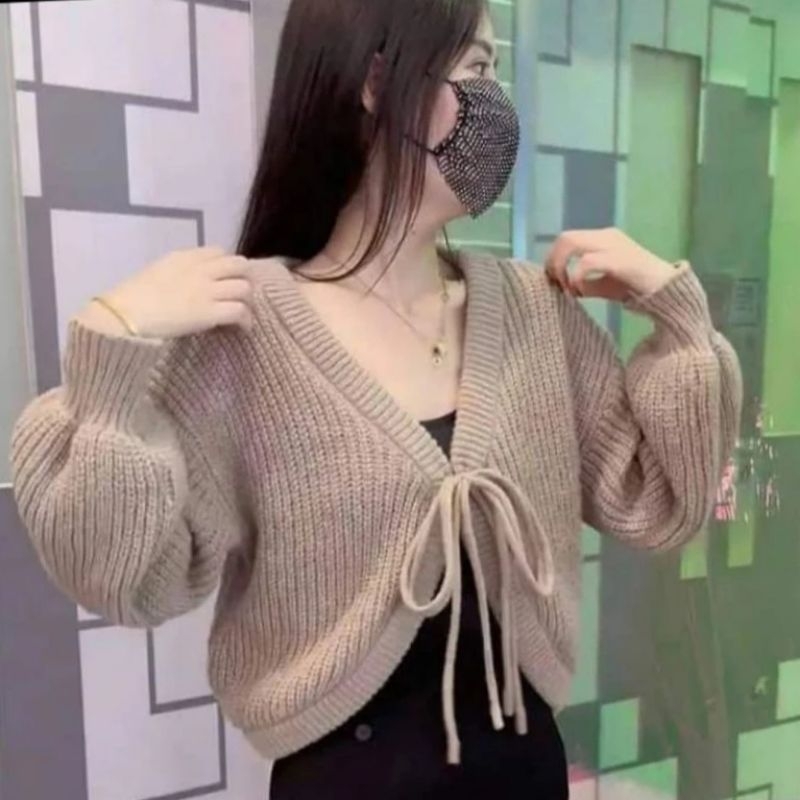 Bolero Strap Knit Women Crop Oversize Cardigan