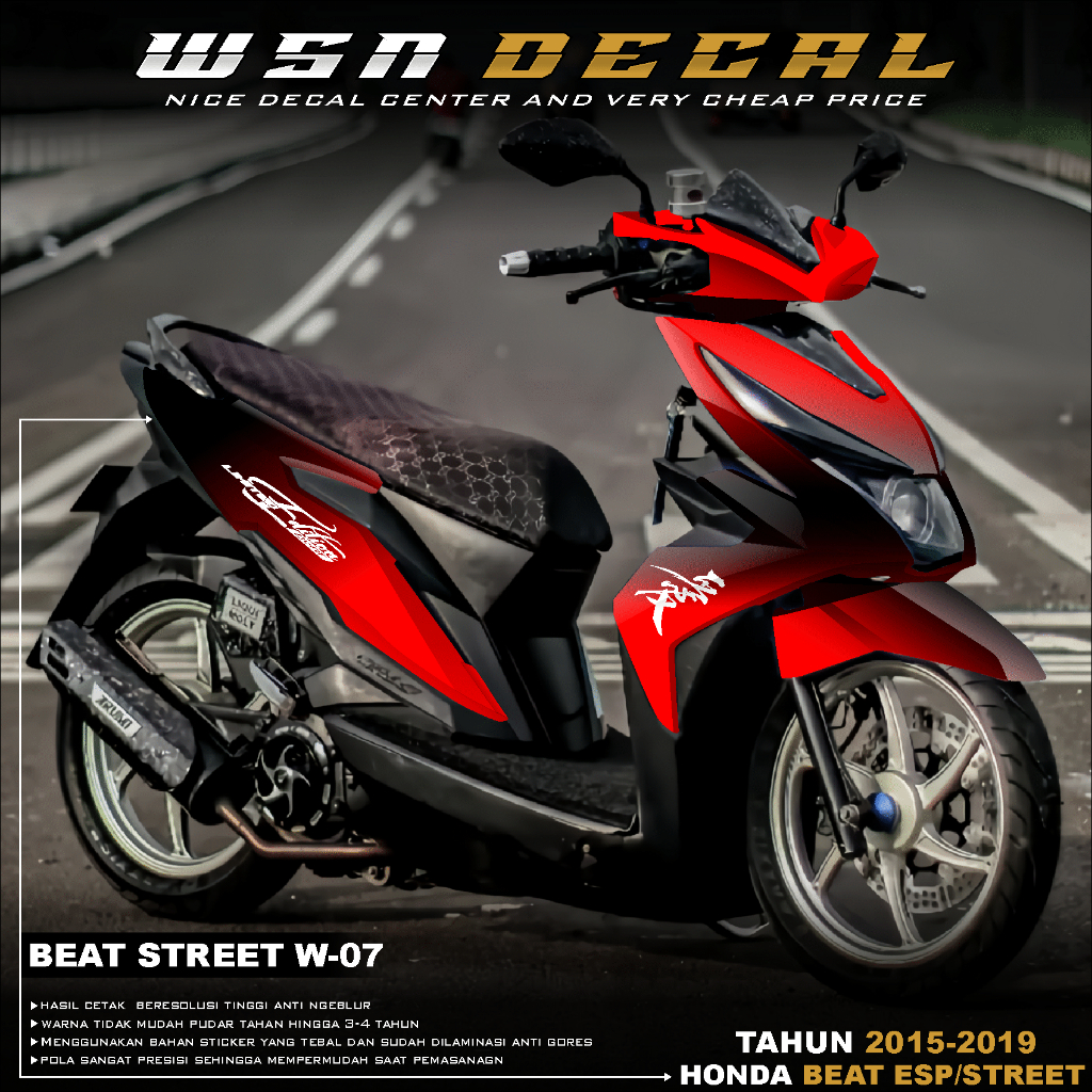 สติ๊กเกอร์รูปลอก BEAT ESP - STREET 2015-2019 FULL BODY - Honda BEAT ESP Motorcycle Decal Sticker - S