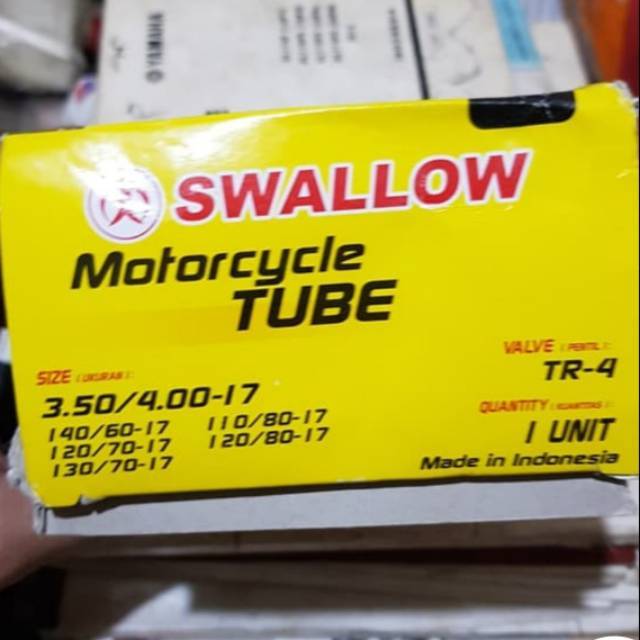 Swallow Inner Tube 350 400-17 (110/80-17,120/80-17,120/70-17,130/70-17,140/60-17