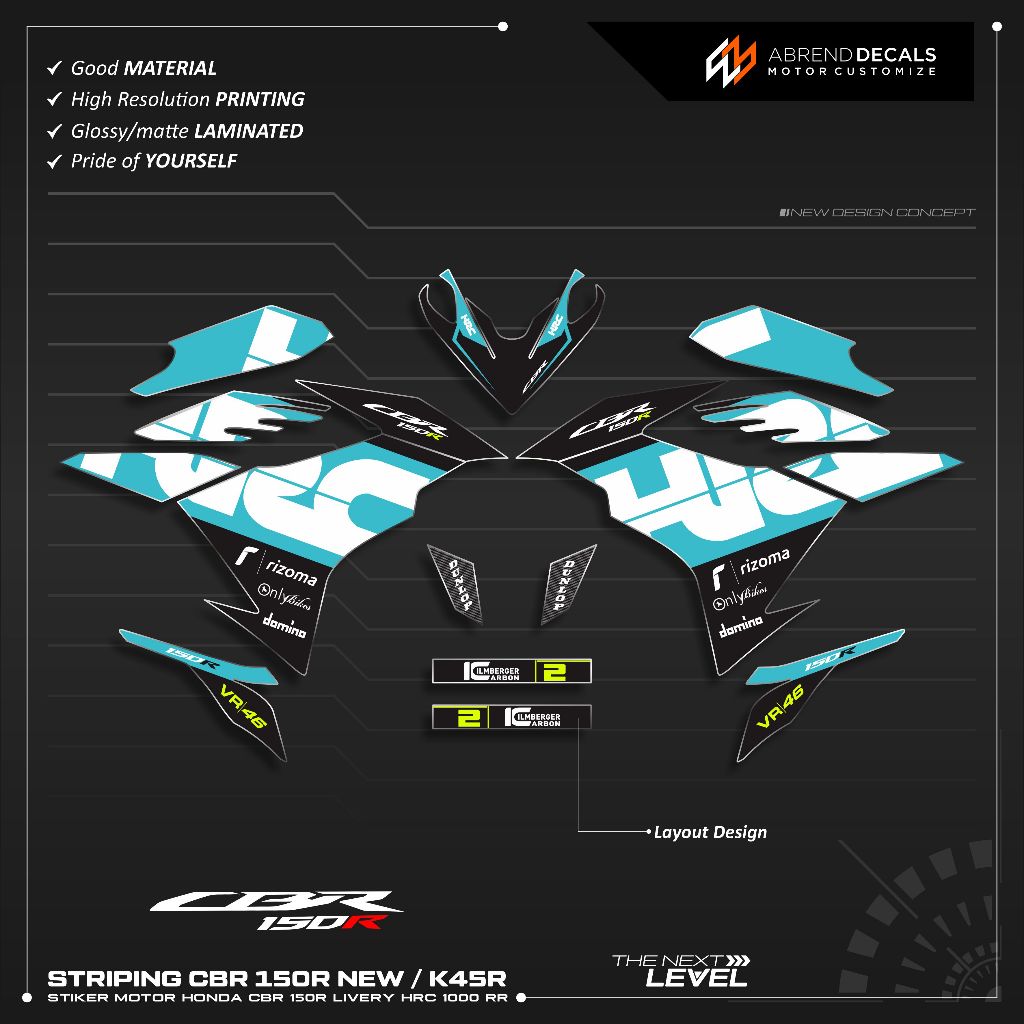 CBR 150 ใหม่ LIVERY HRC TOSCA GRAPHIC STRIPING / CBR 250 K45R สติ๊กเกอร์ / สติ๊กเกอร์ CBR / คลังสินค