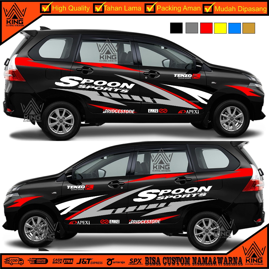 Avanza Car Stickers Cutting สติ๊กเกอร์ติดรถ Avanza Spoon Sport ใหม่ล่าสุดสําหรับรถยนต์ทุกประเภท