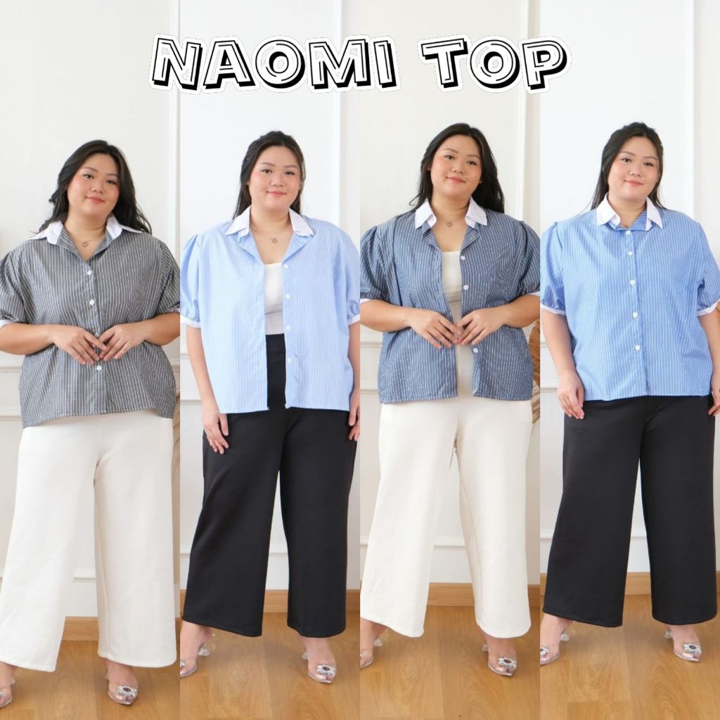 KATUN JUMBO NAOMI TOP BLOUSE สําหรับผู้หญิง BIGSIZE MATERIAL COTTON STRIPE FIT TO XXL BIG SIZE TOP (