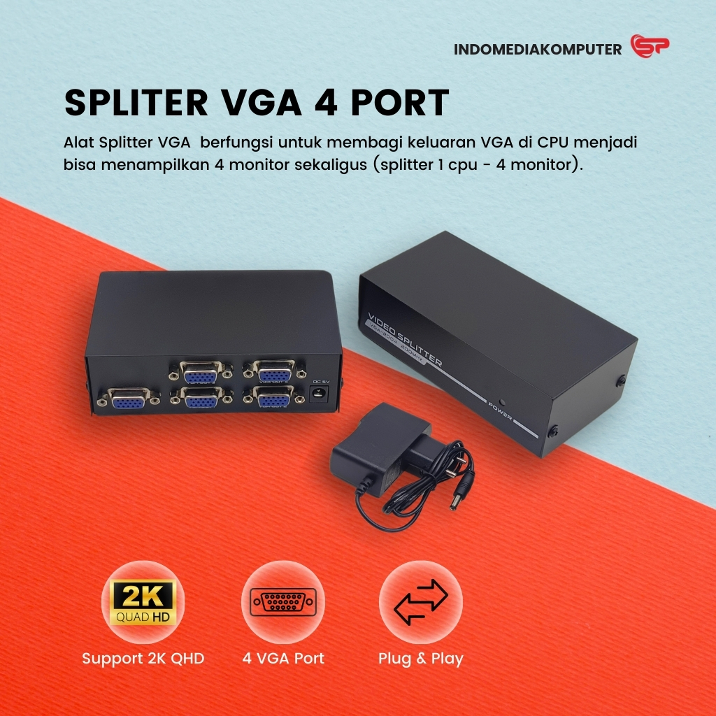 แยก VGA 4 พอร์ต VGA Spliter 4 พอร์ต Spliter 4 พอร์ต VGA