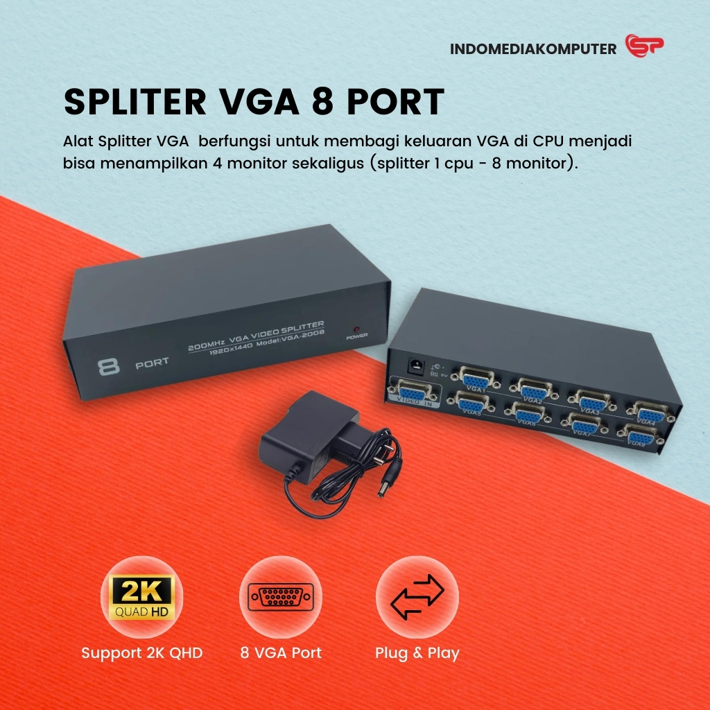 แยก VGA 8 พอร์ต VGA Spliter 8 พอร์ต Spliter 8 พอร์ต VGA