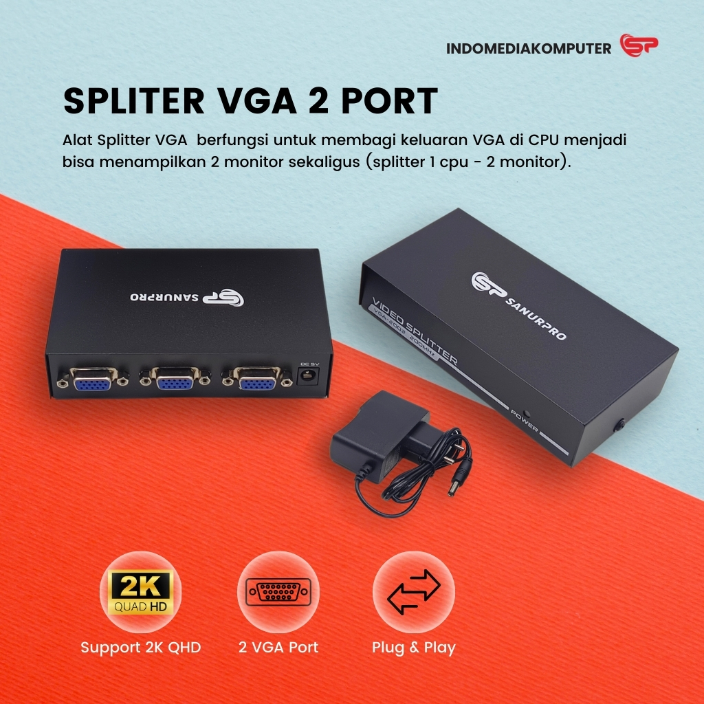 แยก VGA 2 พอร์ต VGA Spliter 2 พอร์ต Spliter 2 พอร์ต VGA