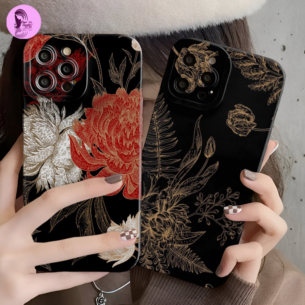 CUSTOM DARK FLOWER PROCAMERA CASING SOFTCASE CASE สําหรับ 8 8 + A01 A02 A02S A11K A12 A15 9i V13 C1 