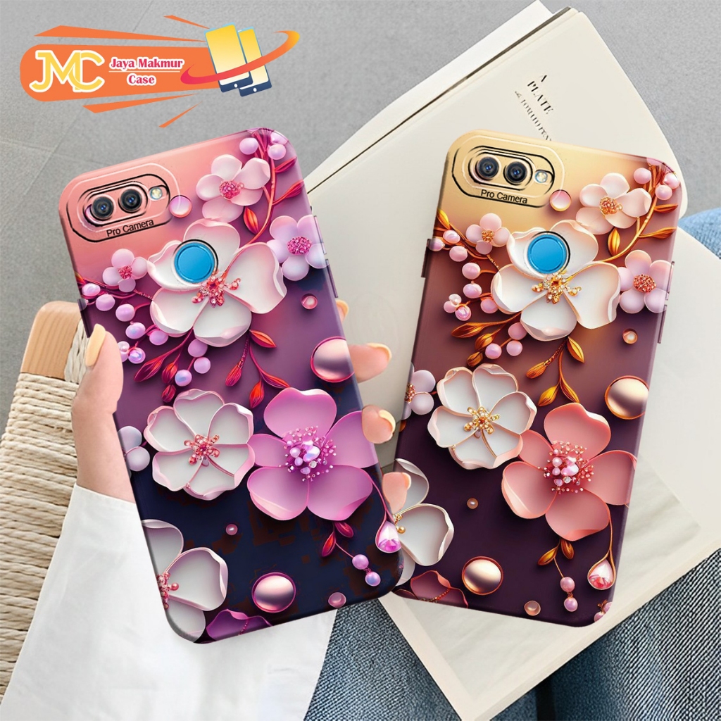 HP [Ops3] Oppo A5s A7 A12 A11K F9 REALME 2 PRO A3S A1K REALME C2 Elegant Flower Motif - เคส Oppo - เ
