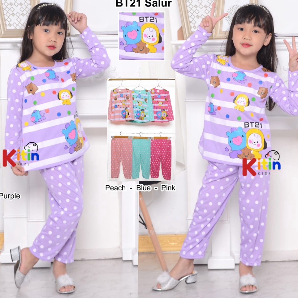 Best Stock PR SET OF SLEEPWEAR และ PAJAMAS สําหรับเด็กผู้หญิง, JUMBO 112 ปี OLD, BT21BTS MOTIF