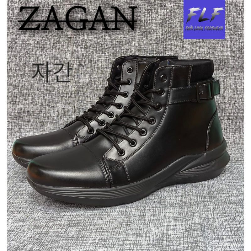 Srqstore | Zagan BLACK - รองเท้า Unisex (ชาย / หญิง) รองเท้าบูทซิปหนัง Bts เกาหลีสําหรับทํางานในสําน