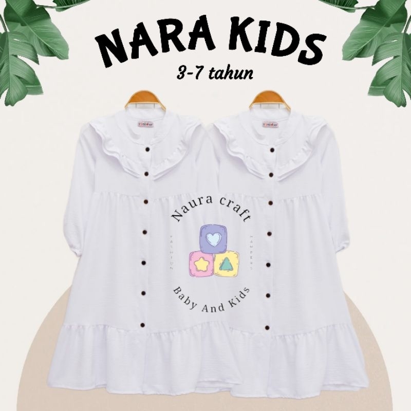 Putih "NCC" 3-7 ปีเสื้อคลุมสีขาวเด็กผู้หญิง Ruffle Naara ชุดเดรสยาวมุสลิมสีขาว By Megastore