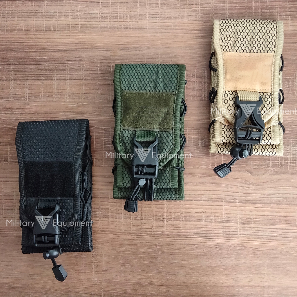 HIJAU HP Tactical Pouch Phone Case Dual Slot Max 7 Inch Black Green Cream