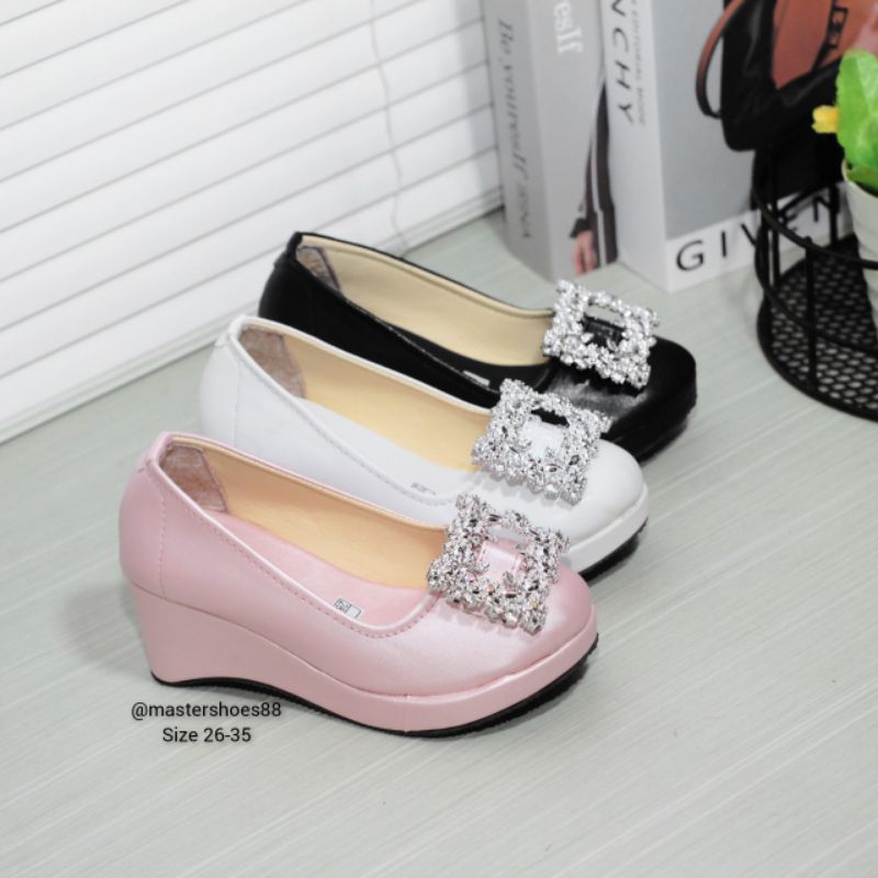 MASTER AD08 - รองเท้าปาร์ตี้ WEDGES GIRLS พร้อมส้น 5 ซม./รองเท้าแตะ SLIP-ON LAST