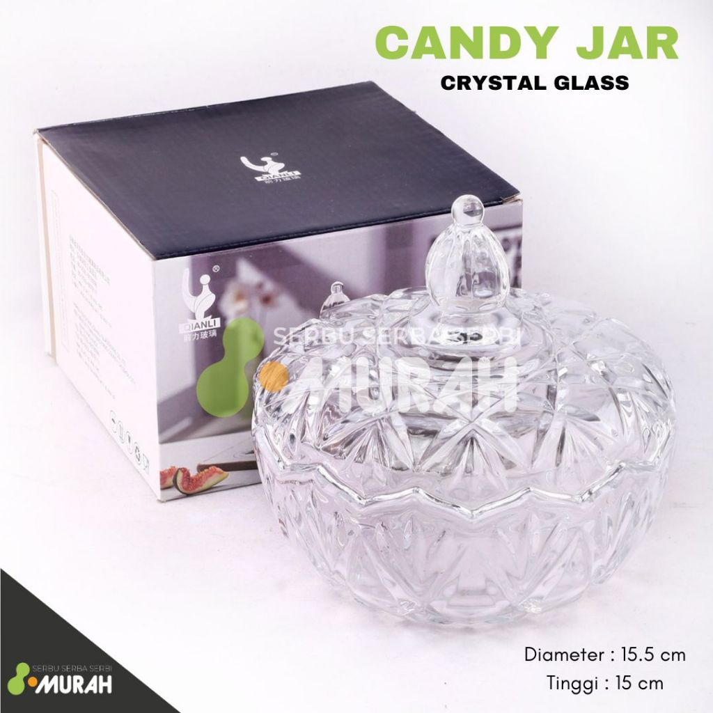 SERBU - GLASS CANDY JAR WITH LID FOOT JAR - LORETTA TG-013 - GLASS JAR + JAR LID