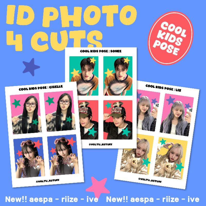 สติ๊กเกอร์ ID PHOTO 4 ตัด COOL KIDS RIZE IVE AESPA BRIZE DIVE MY KPOP