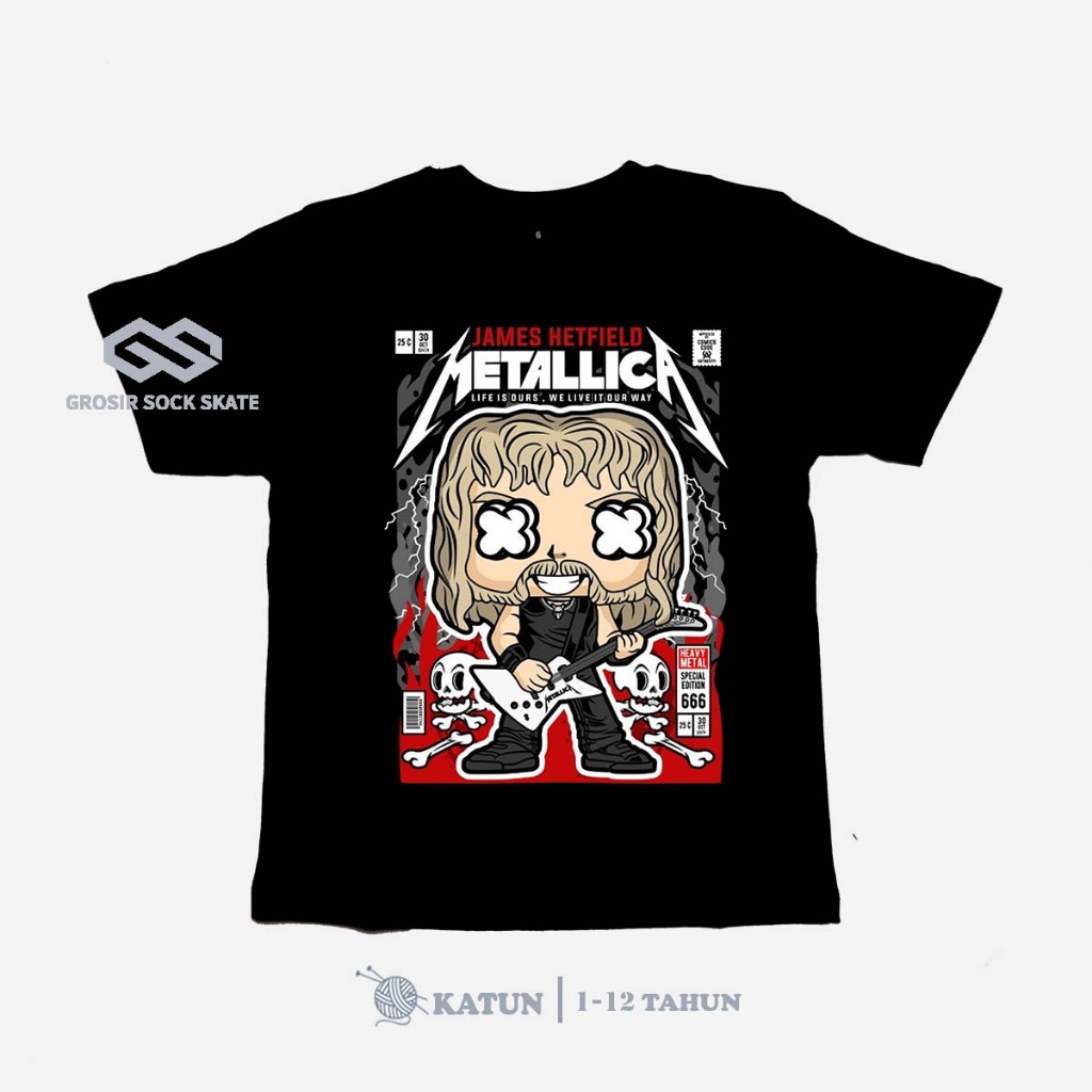 CHILDRENS BAND T-SHIRTS/BLACK METALLICA MUSIC T-SHIRTS AGE 1-12 ปี
