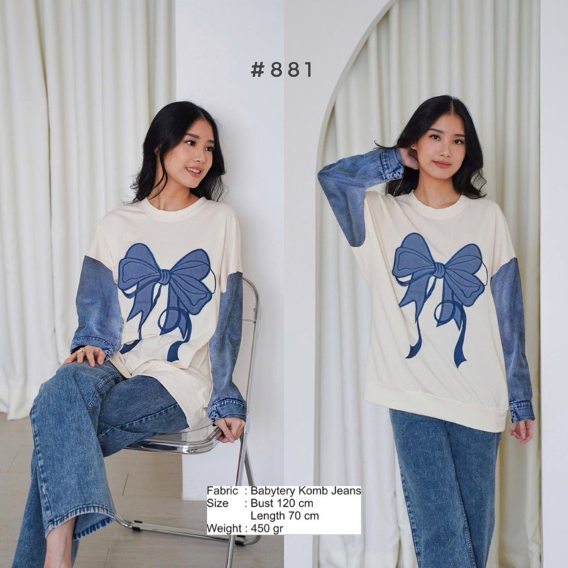 Ribbon Denim Sweater Ala coquette