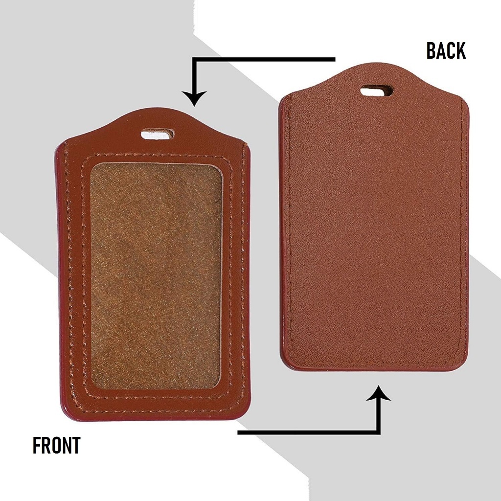 Id Card Holder PU Leather Portrait Frame