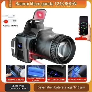 MOVTESS T243 Senter Kepala Zoom Tampilan Digital Tahan Lama Anti Air Super Terang