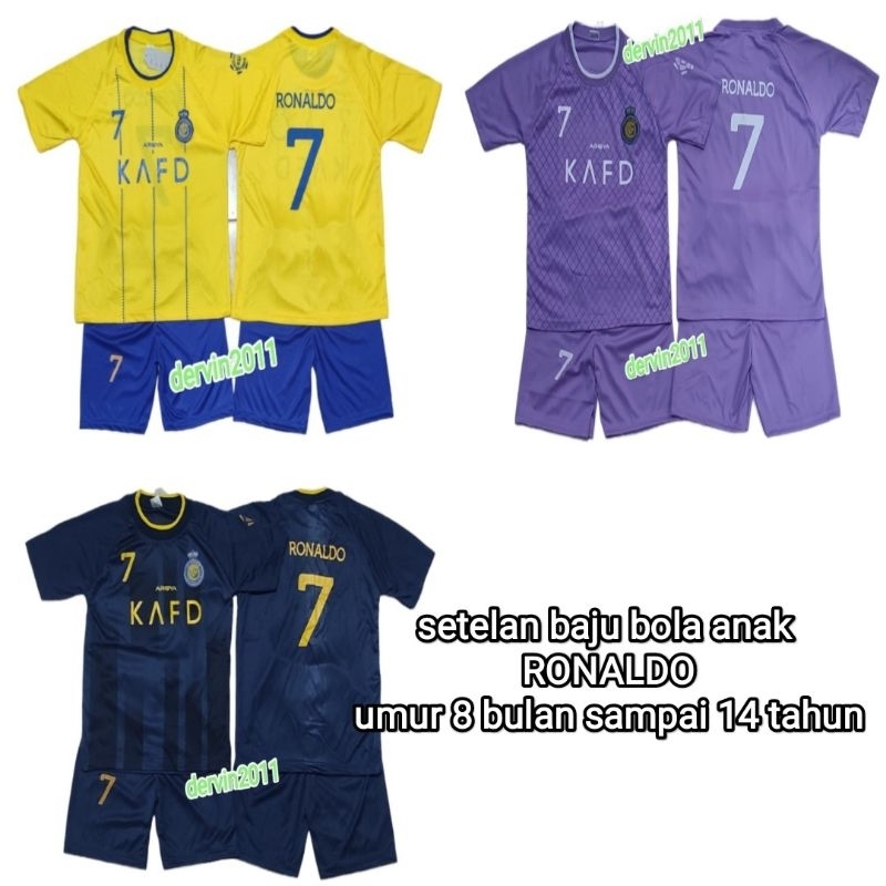 อัล--นาสเซอร์ ชุดเสื้อฟุตบอลเด็ก / โร0นาโด เสื้อเจอร์ซีย์ / สําหรับอายุ 8 เดือนถึง 11 ปี ขึ้นไป